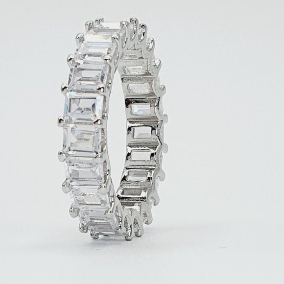 "925 Sterling Silver Plated Clear CZ Eternity Wedding/Engagement Ring, U… - Picture 2 of 7
